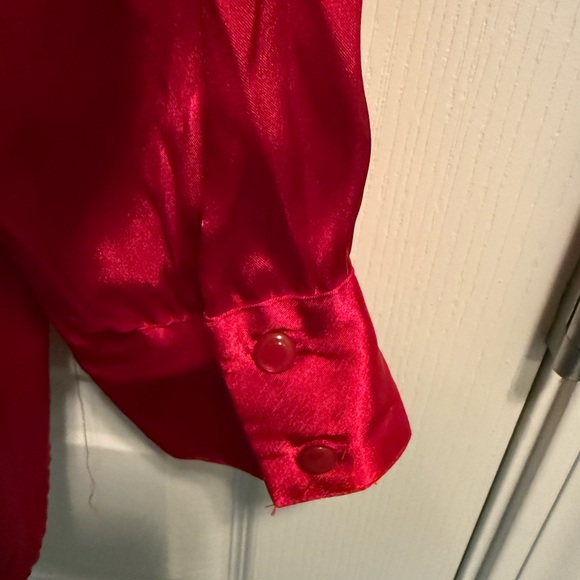 Karen Scott Vibrant Red Satin Blouse - Picture 7 of 7